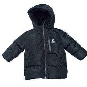 EUC Reebok Black Puffer‎ Coat/Bomber Jacket Toddler Size 12M